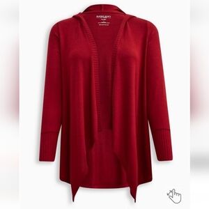 🆕️ 3X RUSTY RED SUPER SOFT PLUSH HOODED CARDIGAN - OPEN FRONT